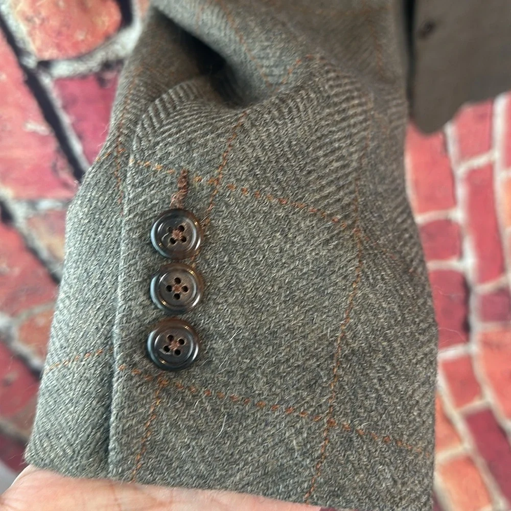 Vintage Southwick Neiman Marcus Green rust plaid Wool Jacket blazers 43 R